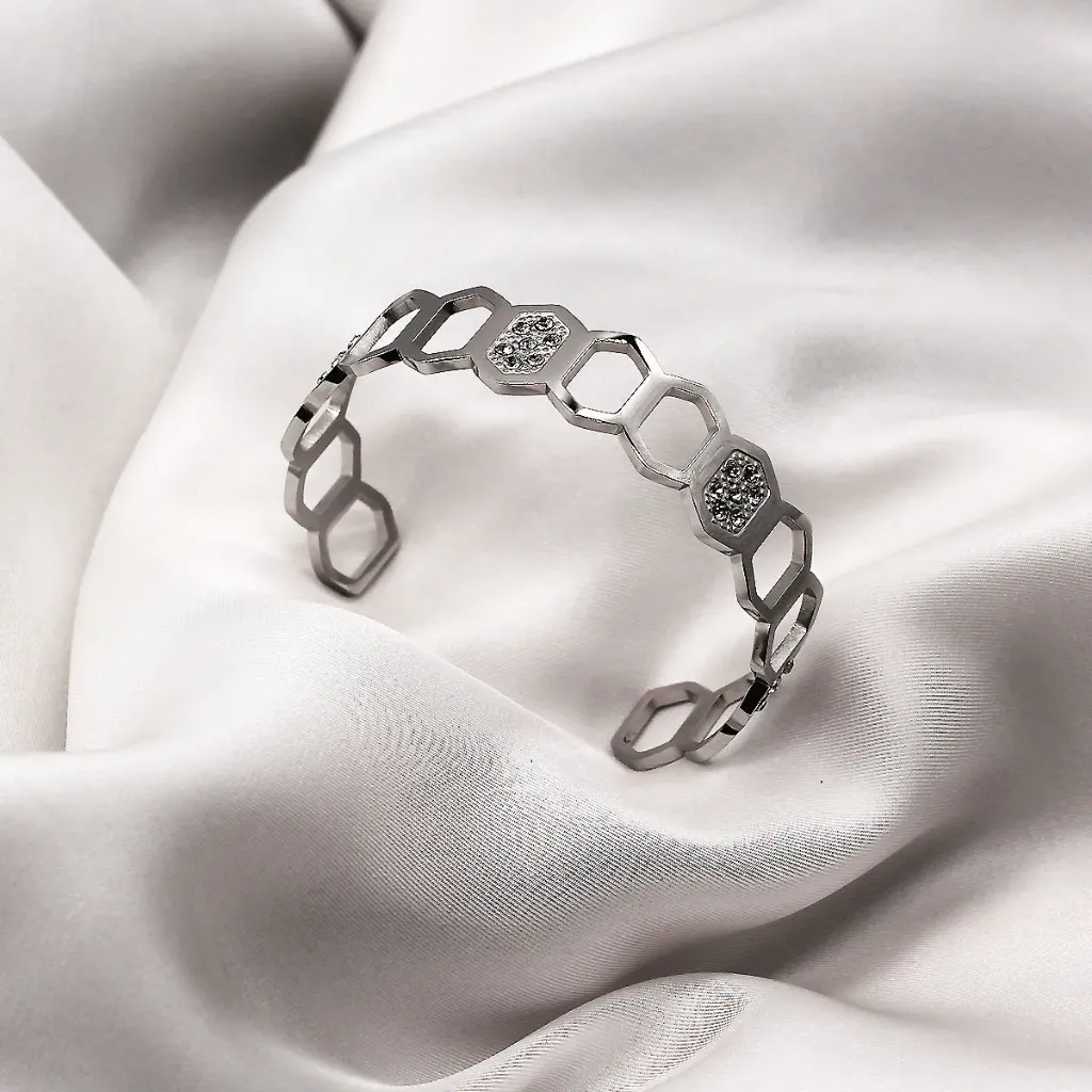 BRACELET ZIRCONIUM FINITION ARGENT