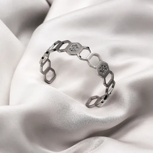 BRACELET ZIRCONIUM FINITION ARGENT