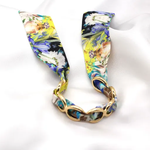 BRACELET ANNEAUX OR & SOIE - M8