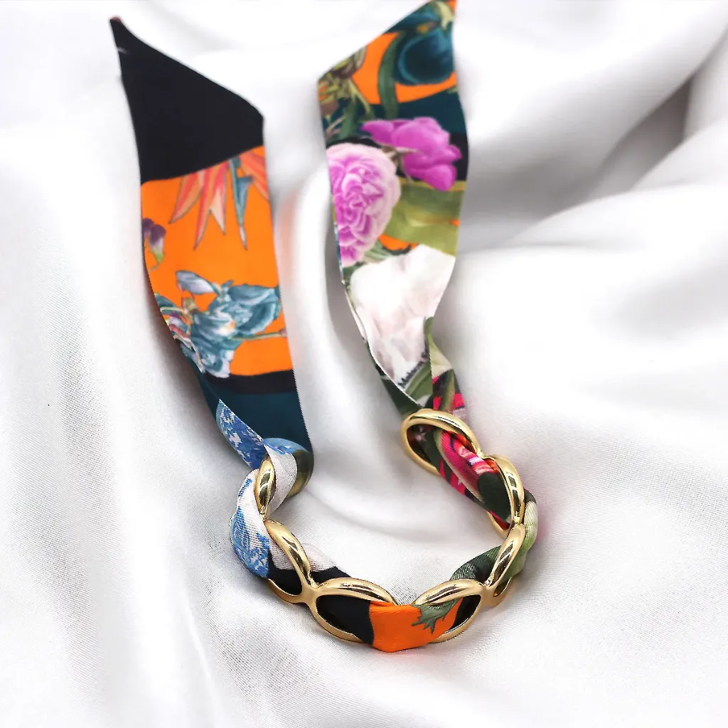 BRACELET ANNEAUX OR & SOIE - W2