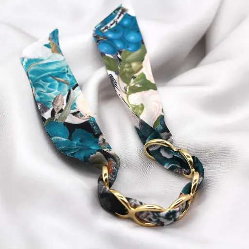 BRACELET ANNEAUX OR & SOIE - W5