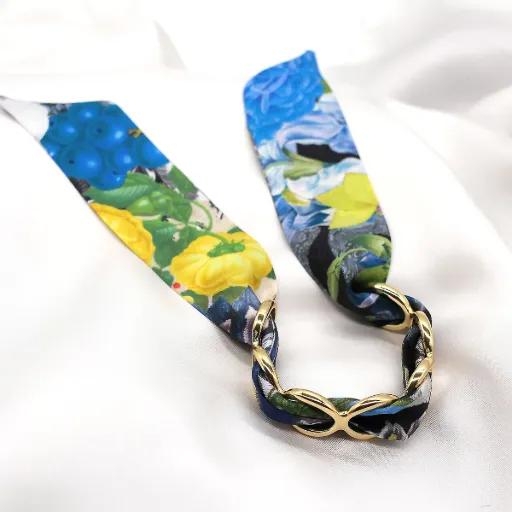 BRACELET ANNEAUX OR & SOIE - W6