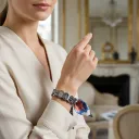 BRACELET ZIRCONIUM ARGENT & SOIE - R3