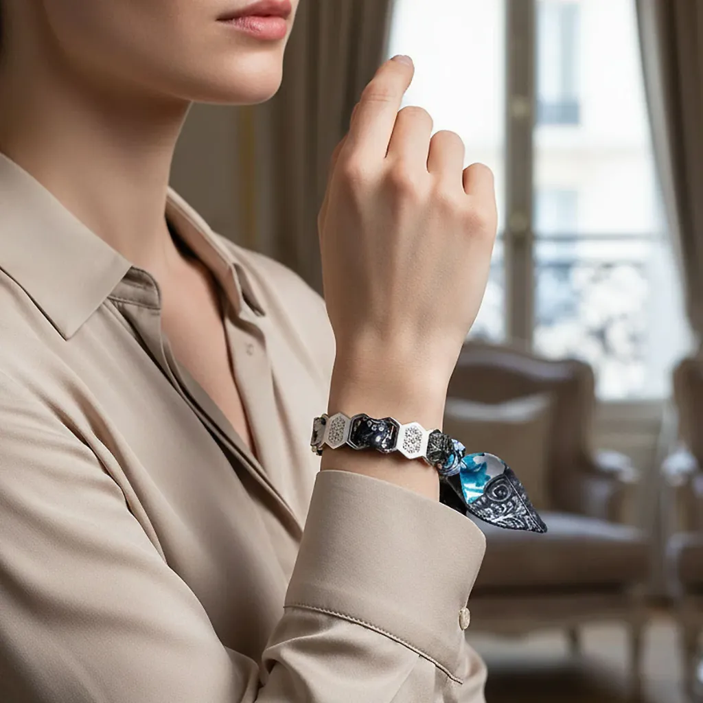 BRACELET ZIRCONIUM ARGENT & SOIE - R4