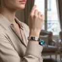BRACELET ZIRCONIUM ARGENT & SOIE - R4