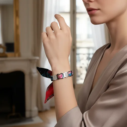 BRACELET ZIRCONIUM ARGENT & SOIE - R9