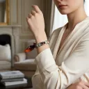 BRACELET ZIRCONIUM ARGENT & SOIE - R9BIS