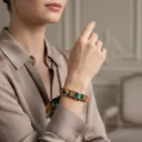 BRACELET ZIRCONIUM OR & SOIE - R14