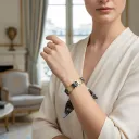 BRACELET ZIRCONIUM OR & SOIE - R4
