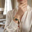 BRACELET ZIRCONIUM OR & SOIE - R7