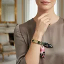 BRACELET ZIRCONIUM OR & SOIE - R8