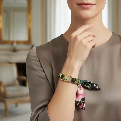 BRACELET ZIRCONIUM OR & SOIE - R8