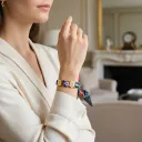 BRACELET ZIRCONIUM OR & SOIE - R9