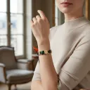 BRACELET ZIRCONIUM OR & SOIE - R9BIS