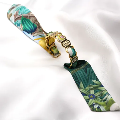 BRACELET ZIRCONIUM OR & SOIE - W13