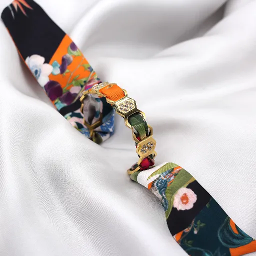 BRACELET ZIRCONIUM OR & SOIE - W2