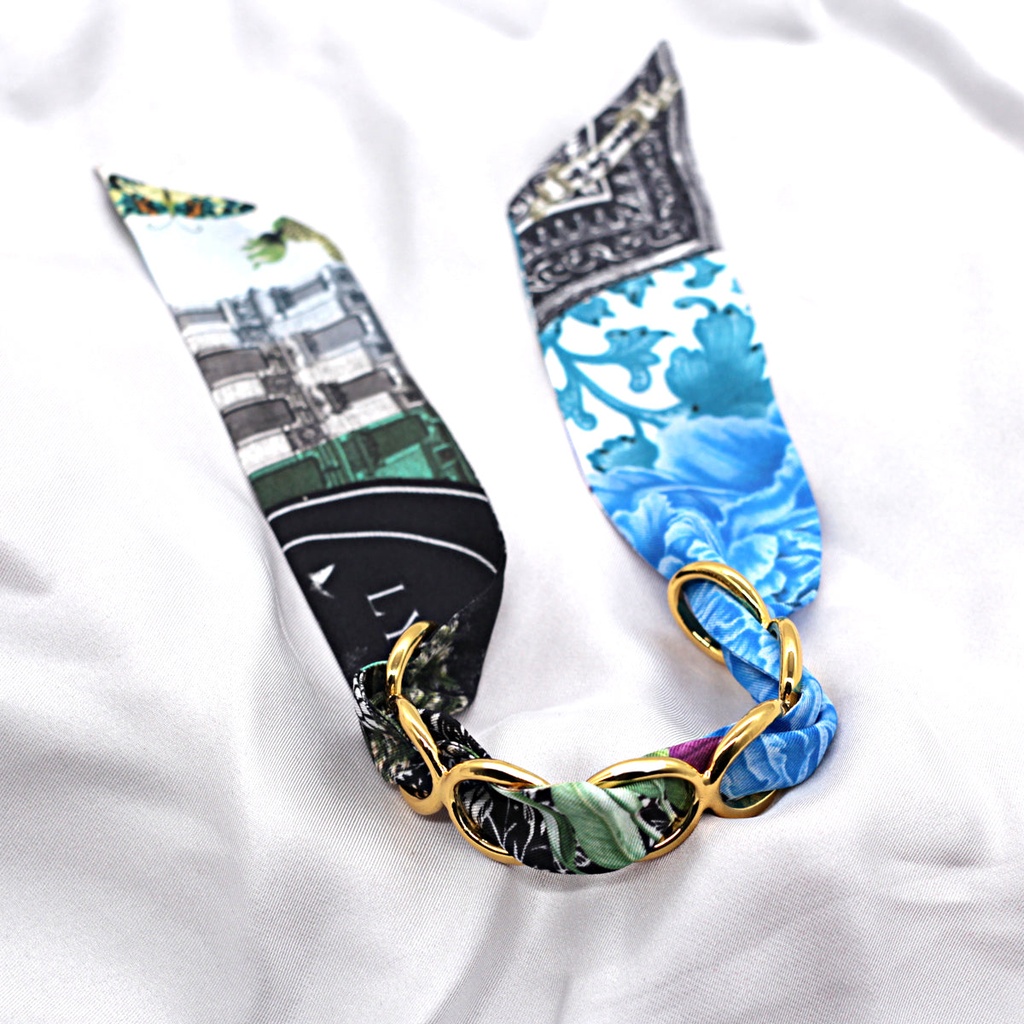 BRACELET ANNEAUX OR & SOIE - R4