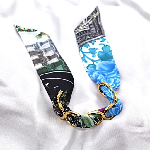 BRACELET ANNEAUX OR & SOIE - R4