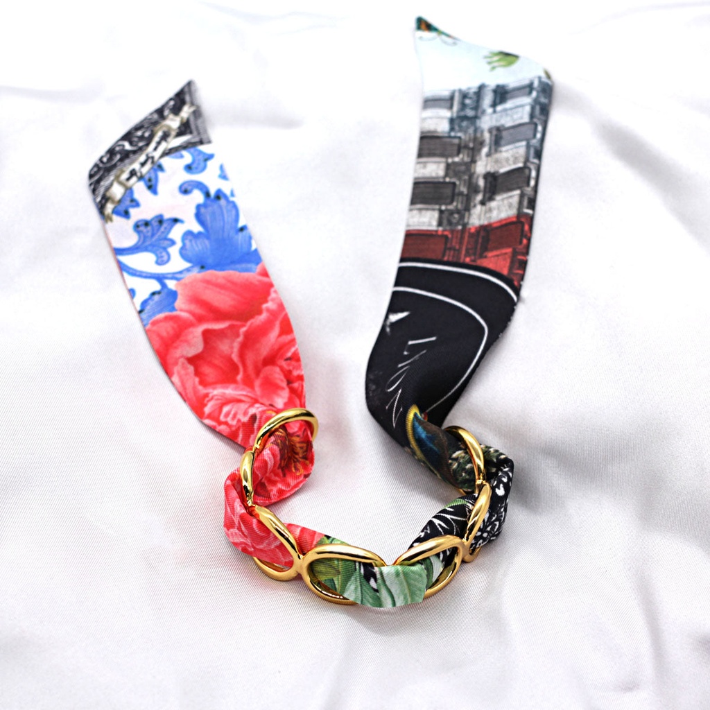 BRACELET ANNEAUX OR & SOIE - R3