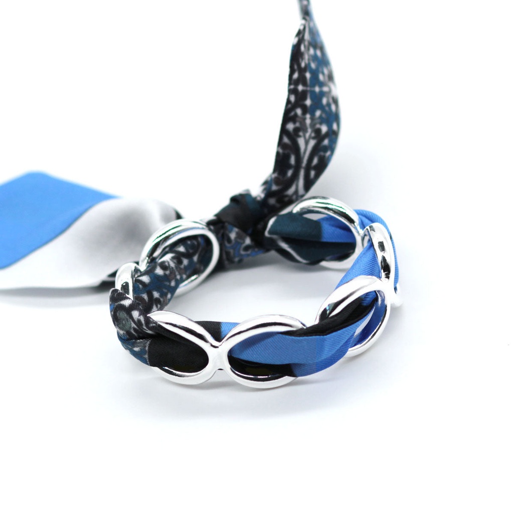 BRACELET ANNEAUX ARGENT & SOIE - T5B