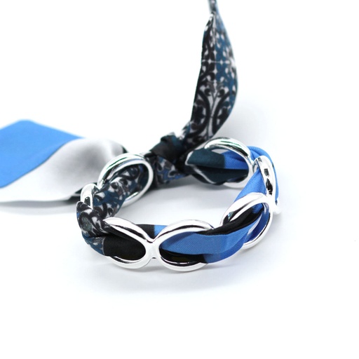 BRACELET ANNEAUX ARGENT & SOIE - T5B