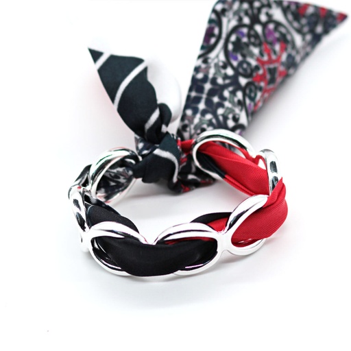 BRACELET ANNEAUX ARGENT & SOIE - T5