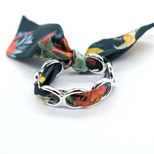 BRACELET ANNEAUX ARGENT & SOIE - C7