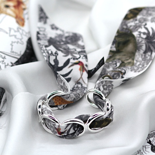BRACELET ANNEAUX ARGENT & SOIE - J1