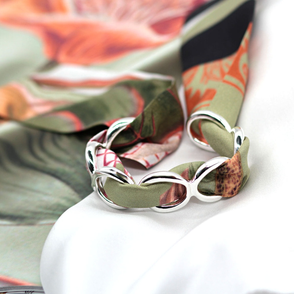 BRACELET ANNEAUX ARGENT & SOIE - J7
