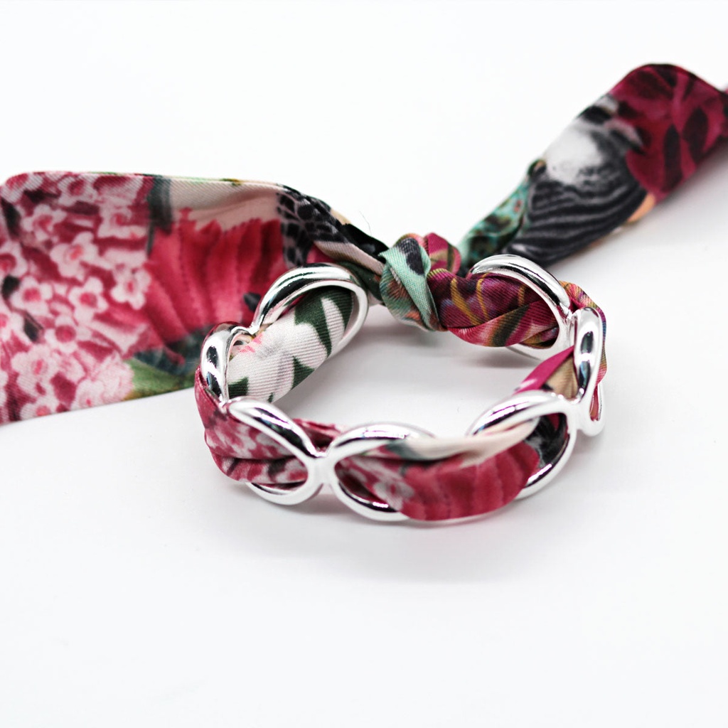 BRACELET ANNEAUX ARGENT & SOIE - J13