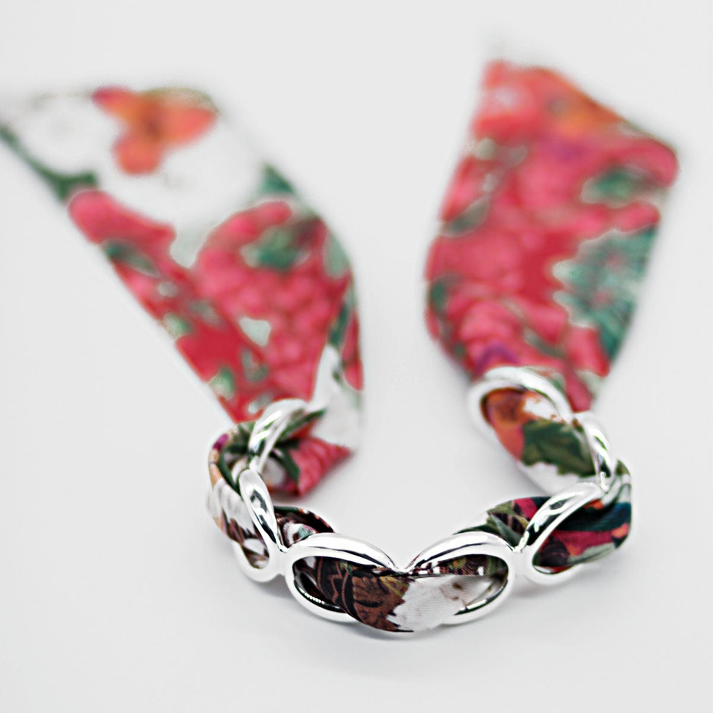 BRACELET ANNEAUX ARGENT & SOIE - L10