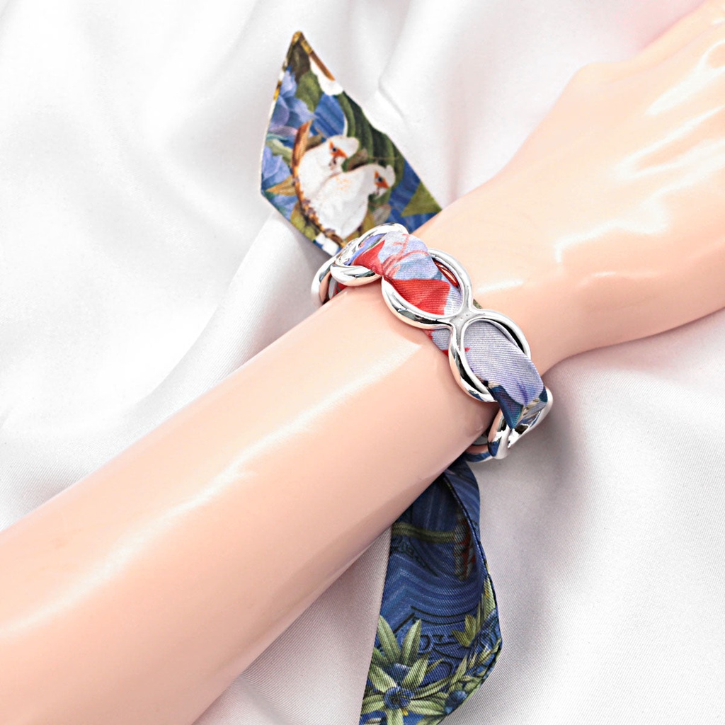 BRACELET ANNEAUX ARGENT & SOIE - W12