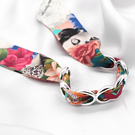 BRACELET ANNEAUX ARGENT & SOIE - W7