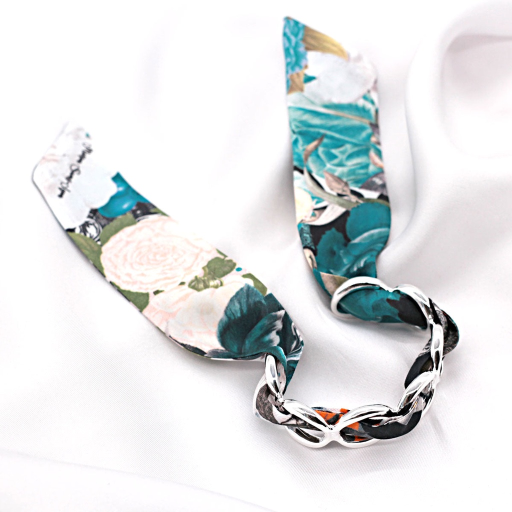 BRACELET ANNEAUX ARGENT & SOIE - W5