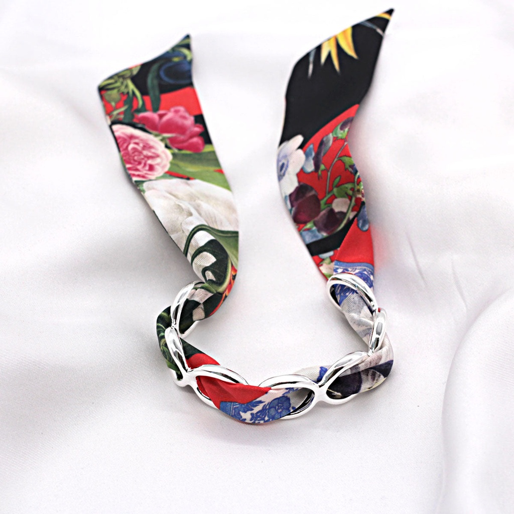 BRACELET ANNEAUX ARGENT & SOIE - W3