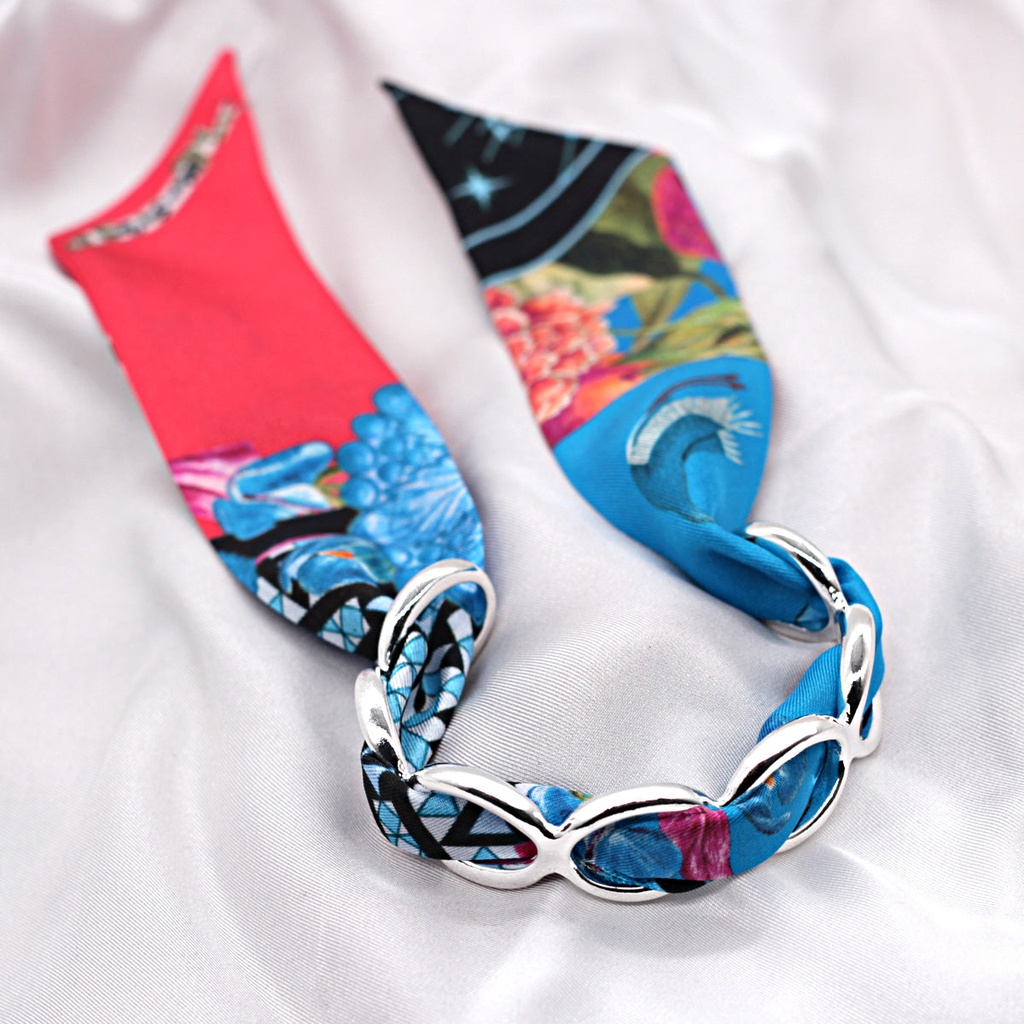 BRACELET ANNEAUX ARGENT & SOIE - R9