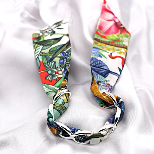 BRACELET ANNEAUX ARGENT & SOIE - R7