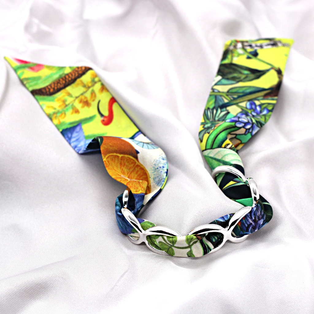 BRACELET ANNEAUX ARGENT & SOIE - R6