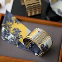 BRACELET MANCHETTE OR & SOIE - C9