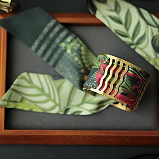 BRACELET MANCHETTE OR & SOIE - B1