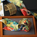 BRACELET MANCHETTE OR & SOIE - L5