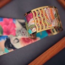 BRACELET MANCHETTE OR & SOIE - W7