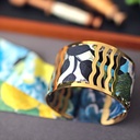BRACELET MANCHETTE OR & SOIE - W6