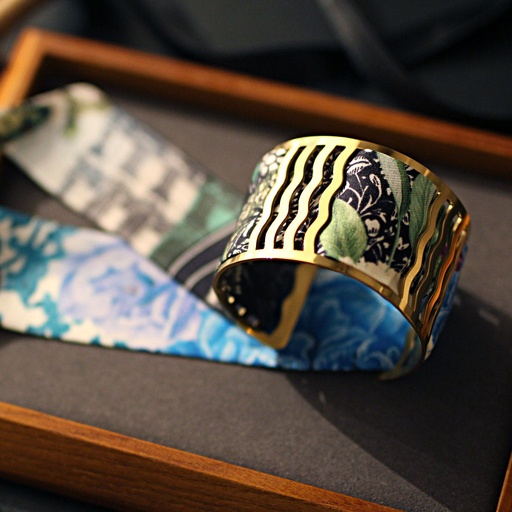 BRACELET MANCHETTE OR & SOIE - R4